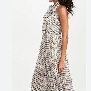 Self Portrait Monochrome Sleeveless Checked Crepe Maxi Dress